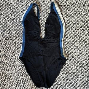 Black and Blue One-Piece Swimsuit